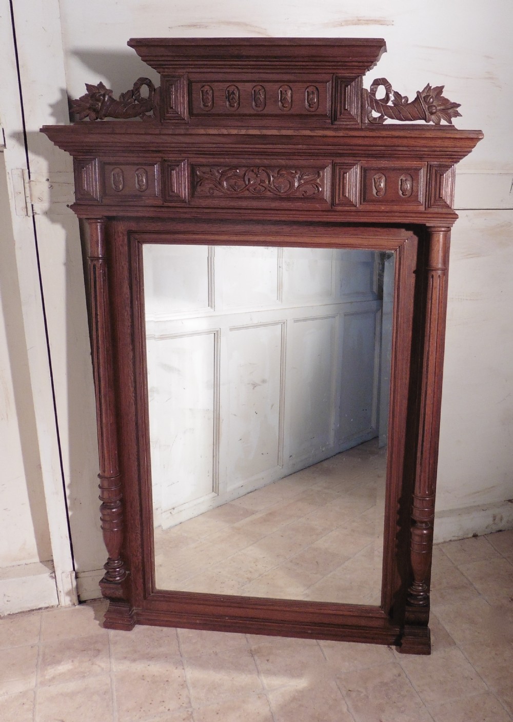  French Carved Oak Wall Mirror