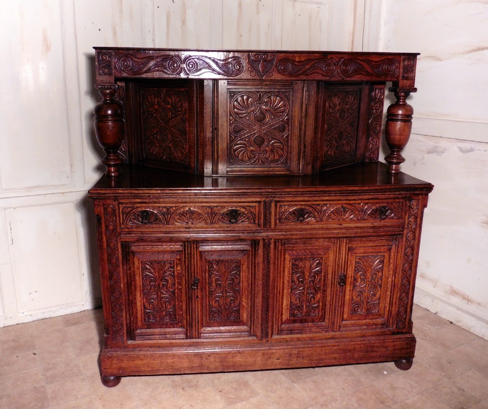 19th  Century Carved Oak Court Cupboard