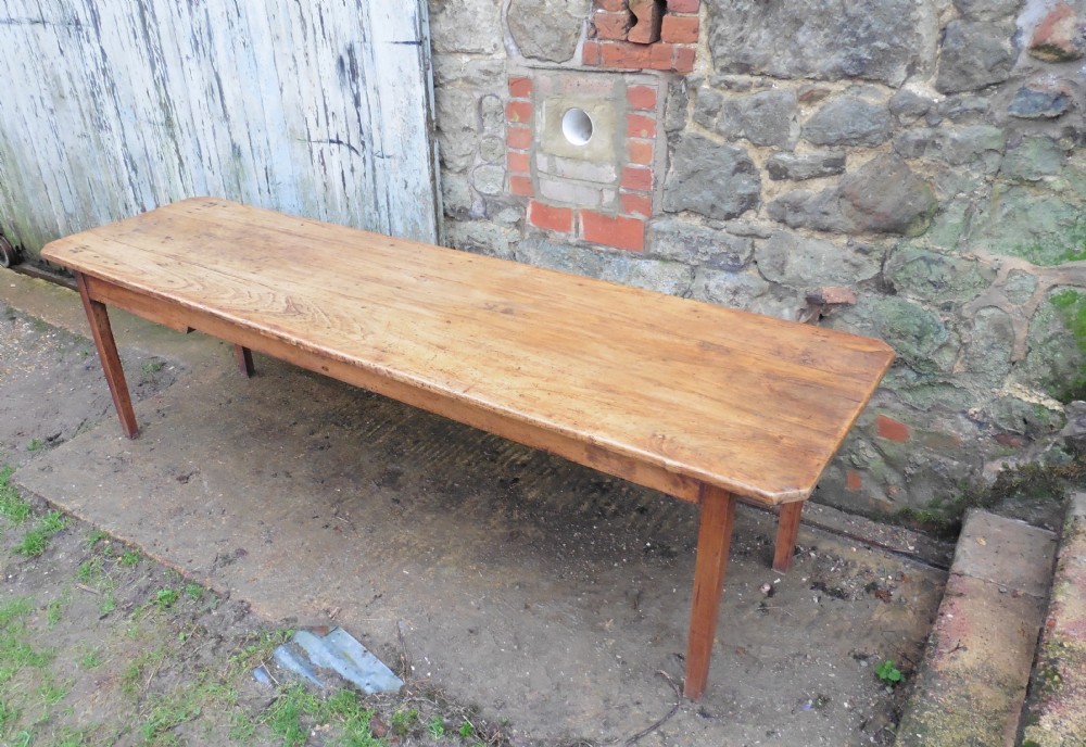 A Large 19th Century Rustic French Farmhouse Elm Table