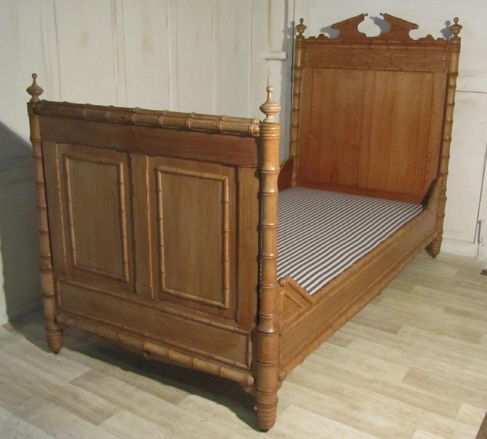 French Single Pine Sleigh Bed Lit Bateau