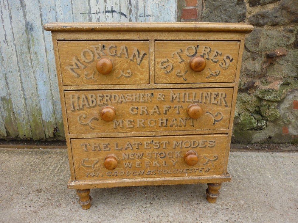 Victorian Painted Pine Chest of Drawers, Morgan’s Stores Milliners of Colchester