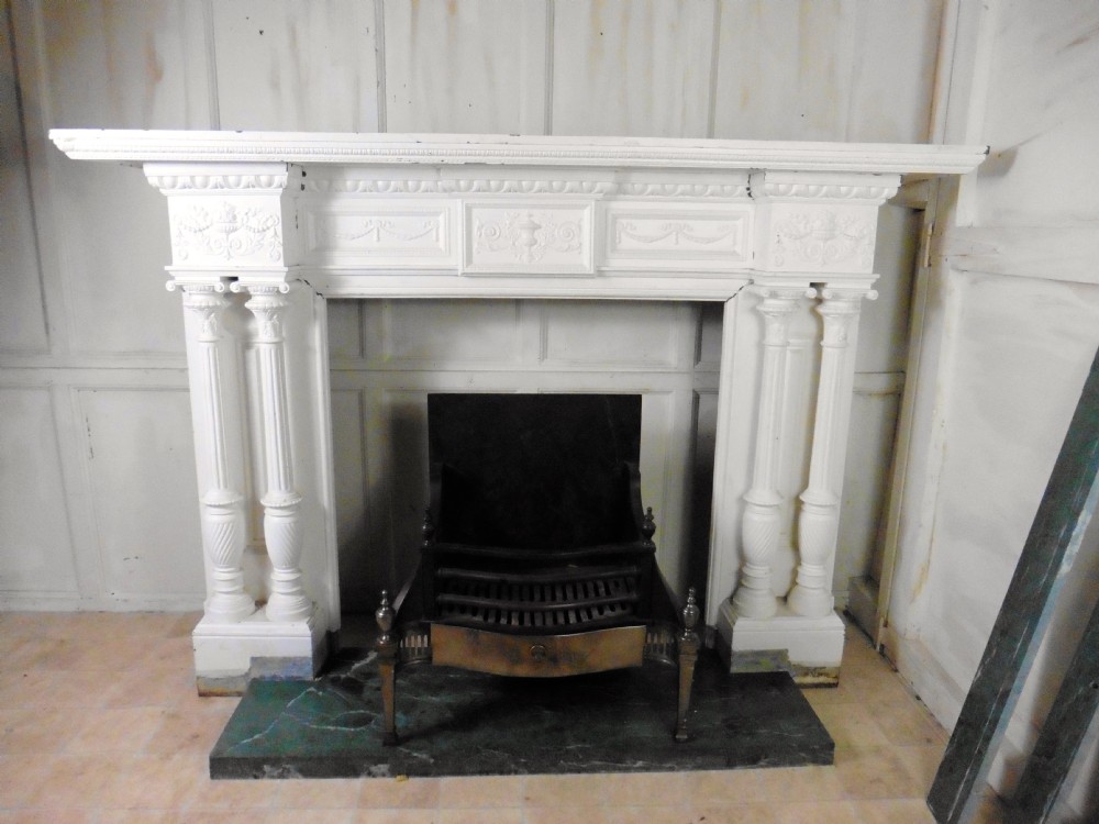 Large 19th Century Adams Style Cast Iron Fire Place
