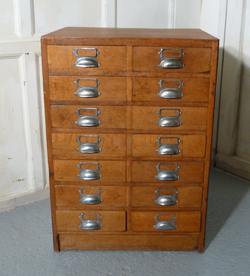 Golden Oak 14 Drawer Filing Cabinet