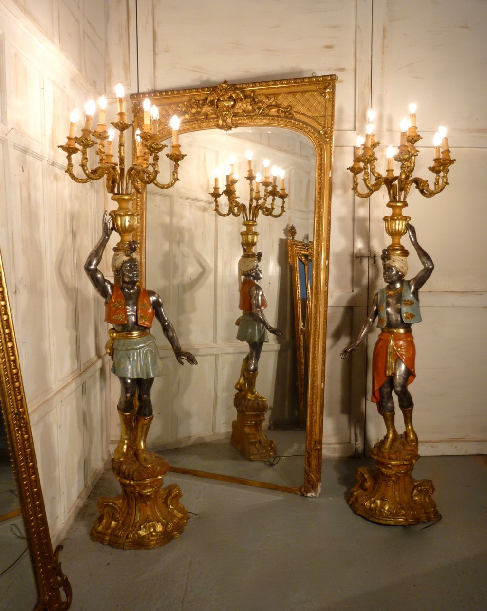 A Magnificent Pair of Venetian Blackamoor Candelabra