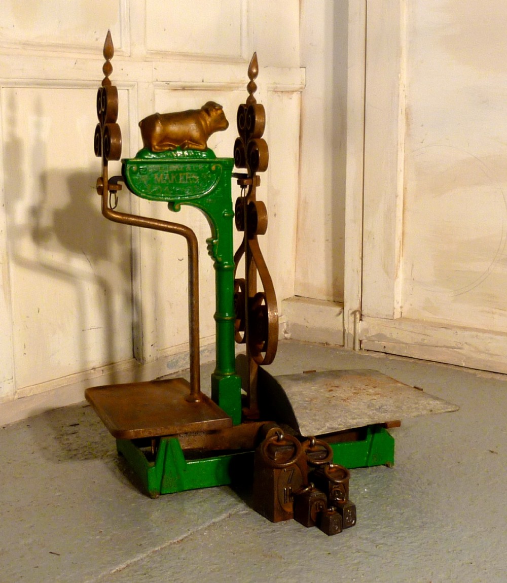 Superb Large Painted Iron Dairy Balance Scales by  Holliday&Co London 1907