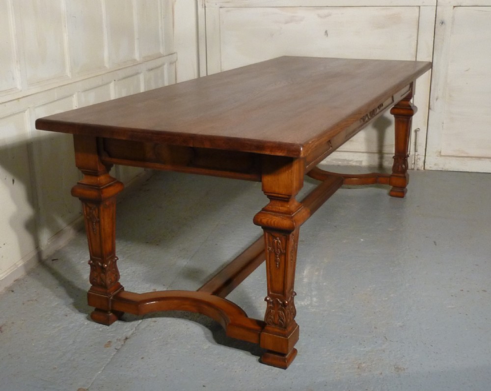 French Arts and Crafts Golden Oak Dining Table