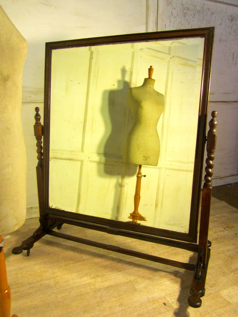 Large Oak Gentleman’s Outfitters Cheval Mirror  