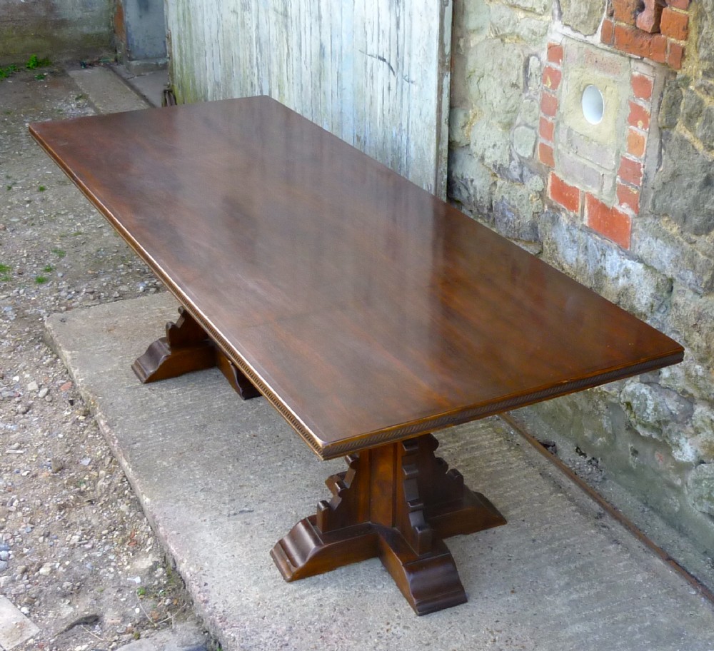 Large Gothic Style Walnut Refectory Table, Boardroom Table