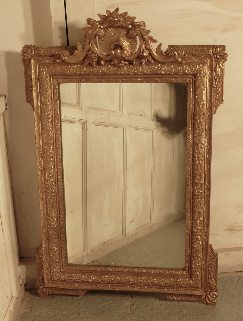 French Shabby Gilt Wall Mirror