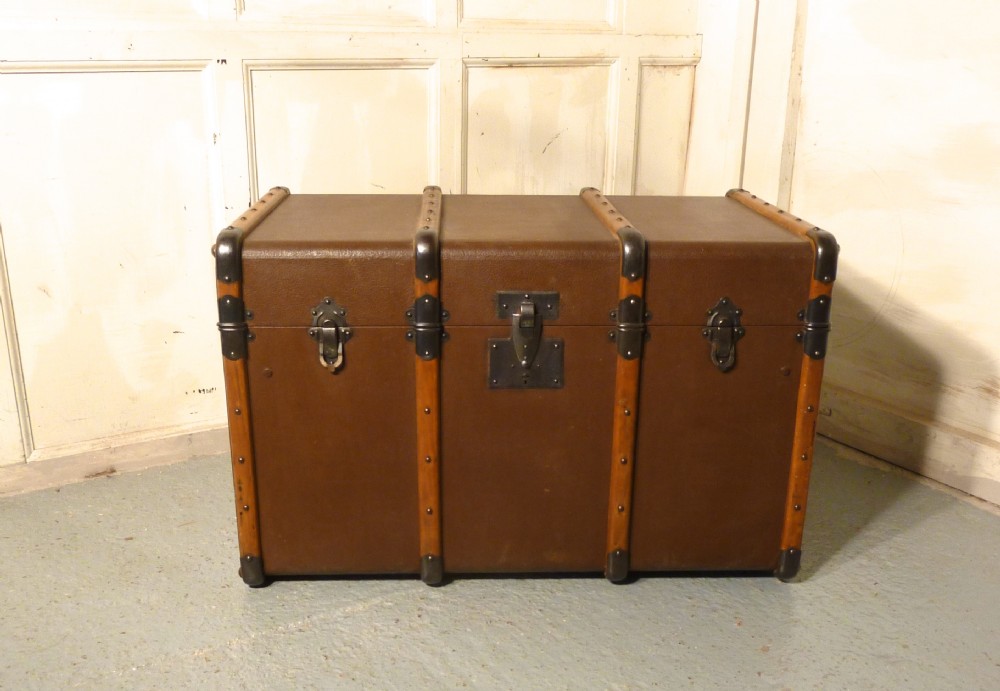 A Vintage Canvas Travel Trunk, Steamer 