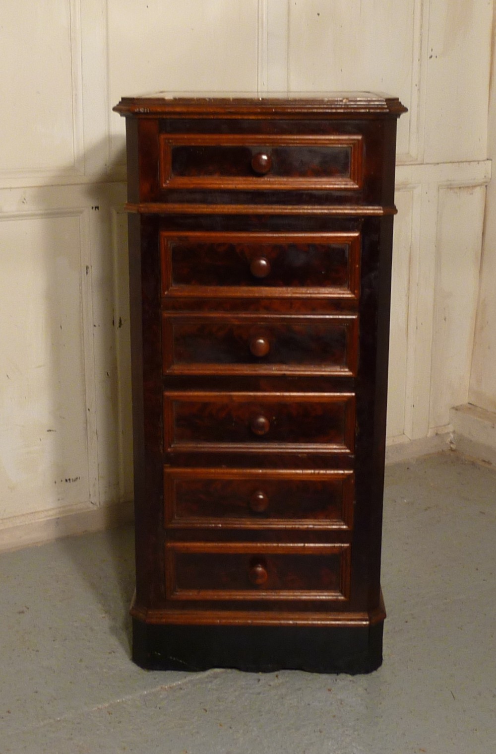 French Flame Mahogany Bedside Cabinet or Night Table
