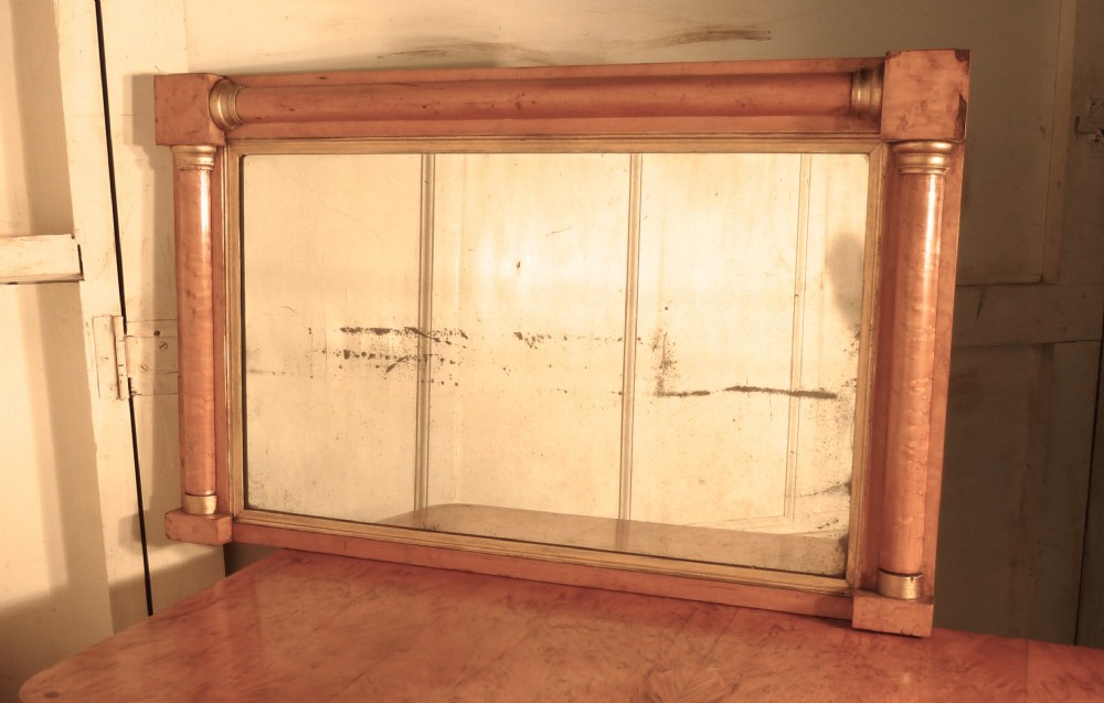 Regency Style Mirror or Over Mantle, in Bird’s Eye Maple