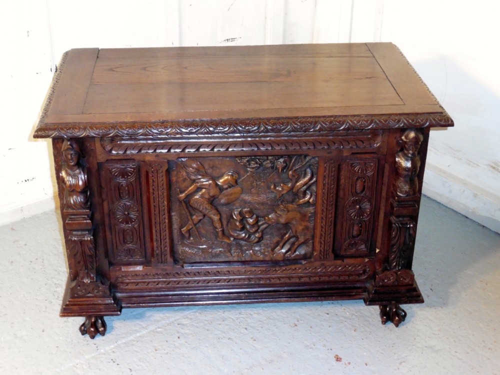 18th Century French Carved Oak Coffer