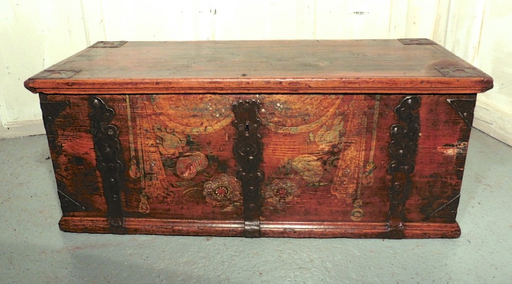 European Arts and Crafts Painted Pine Chest