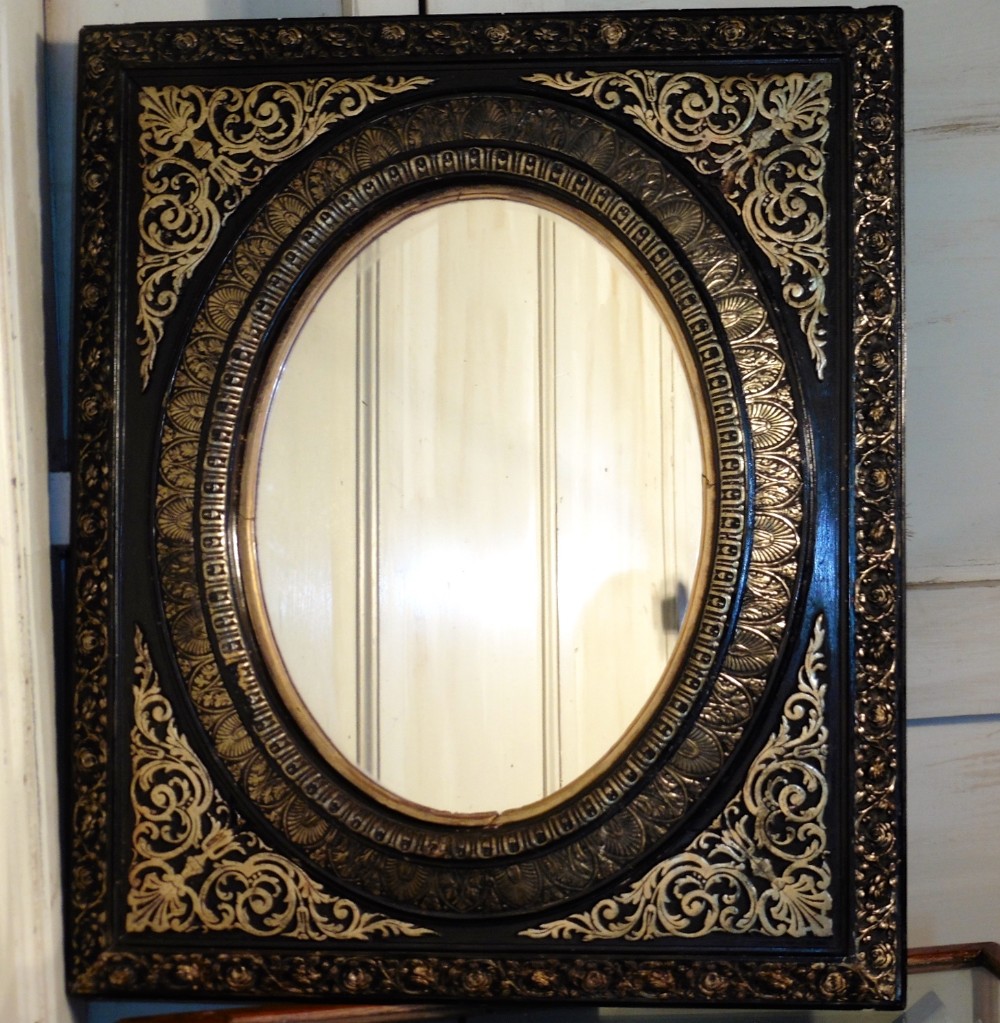 Stunning French Empire Gilt and Lacquer Wall Mirror