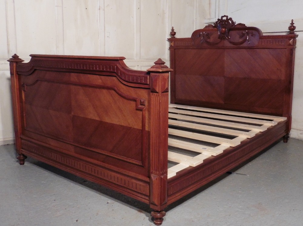 French Carved Walnut Double Bed