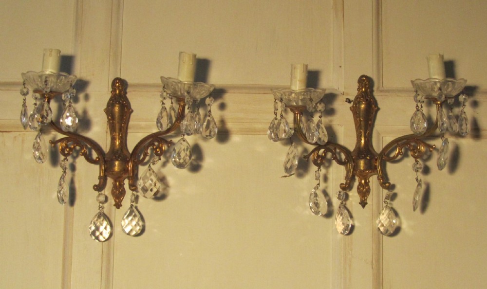 A Pair of French Twin Wall Light Chandeliers