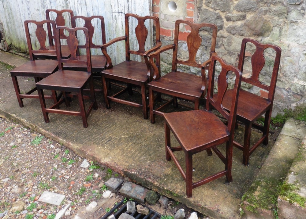 Set of 8 Country Oak Chairs, Georgian Oak and Elm Dining Chairs