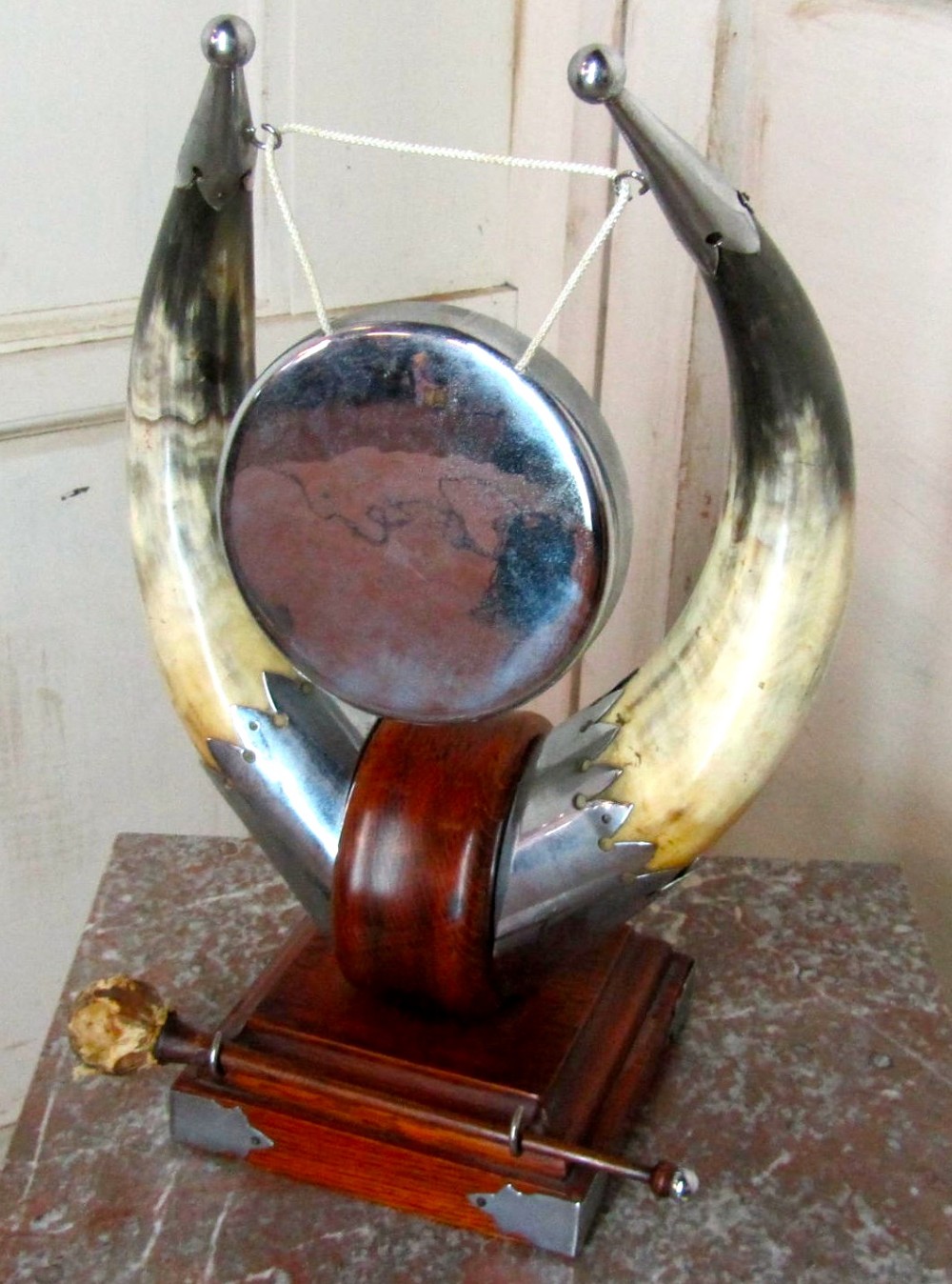 Art Deco Animal Horn Table Gong