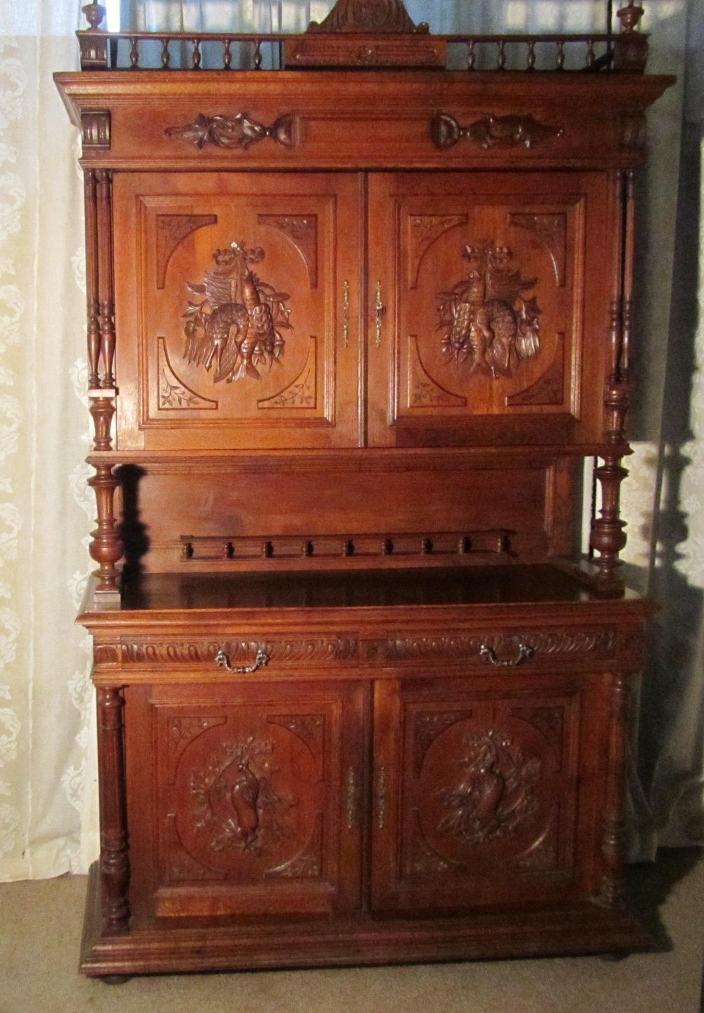 French Buffet de Corp, or Carved Oak Game Cupboard 