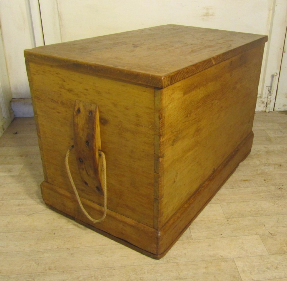 Large Victorian Pine Carpenters Box or Sea Chest Coffee Table