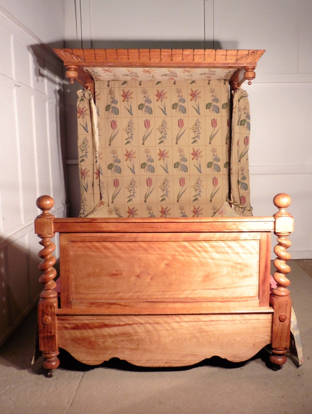 Victorian Satin Birch King Size Half Tester Bed