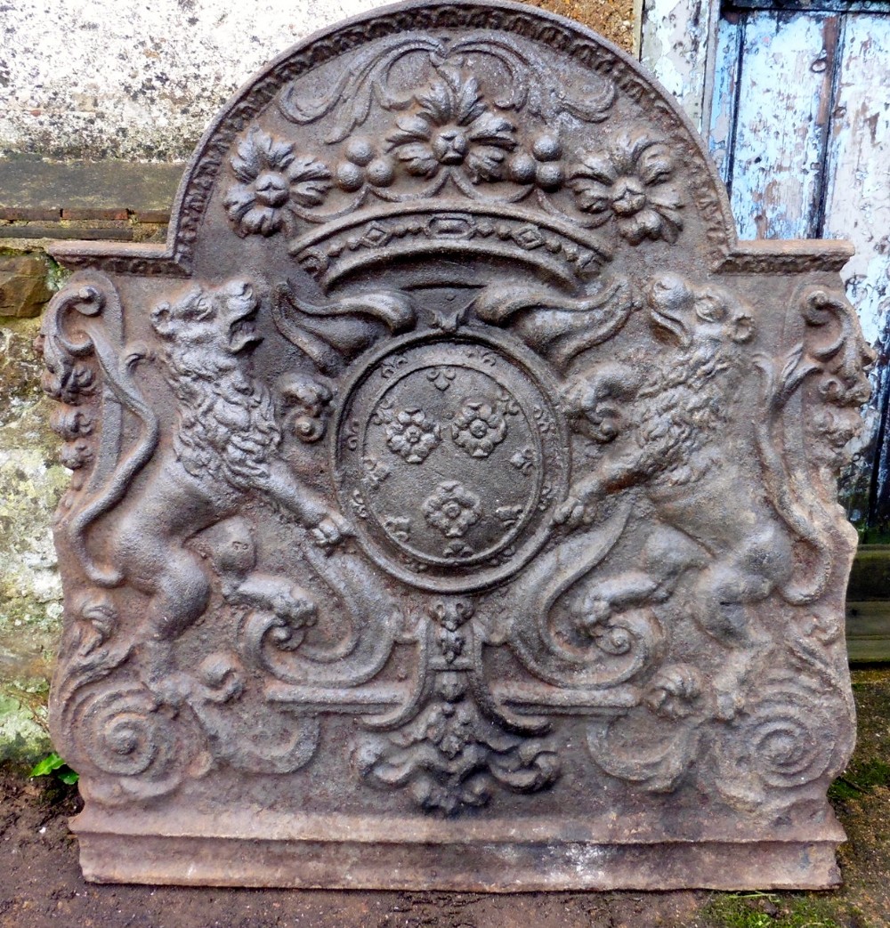 Large, Heavy Early 18th Century Cast Iron Fire Back 