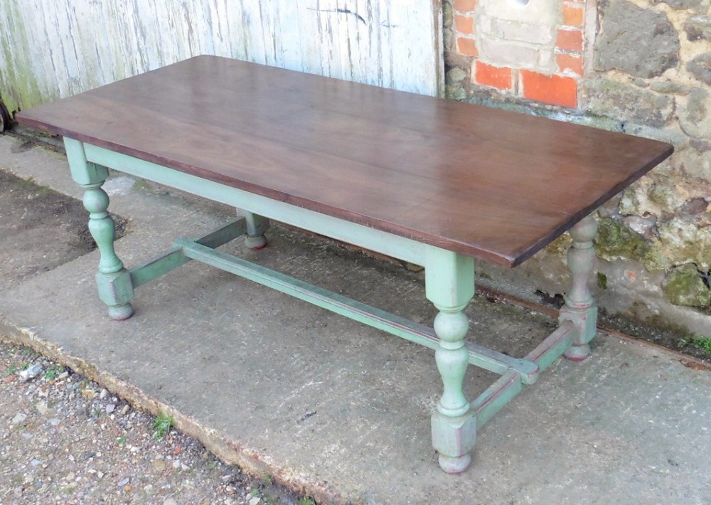Large Shabby Painted French Farmhouse Table 