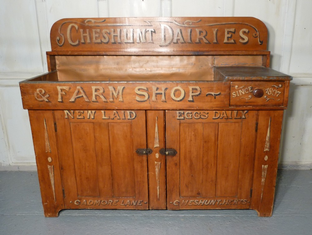 Victorian Sign Painted Dairy Cupboard, Farm Shop Country Store