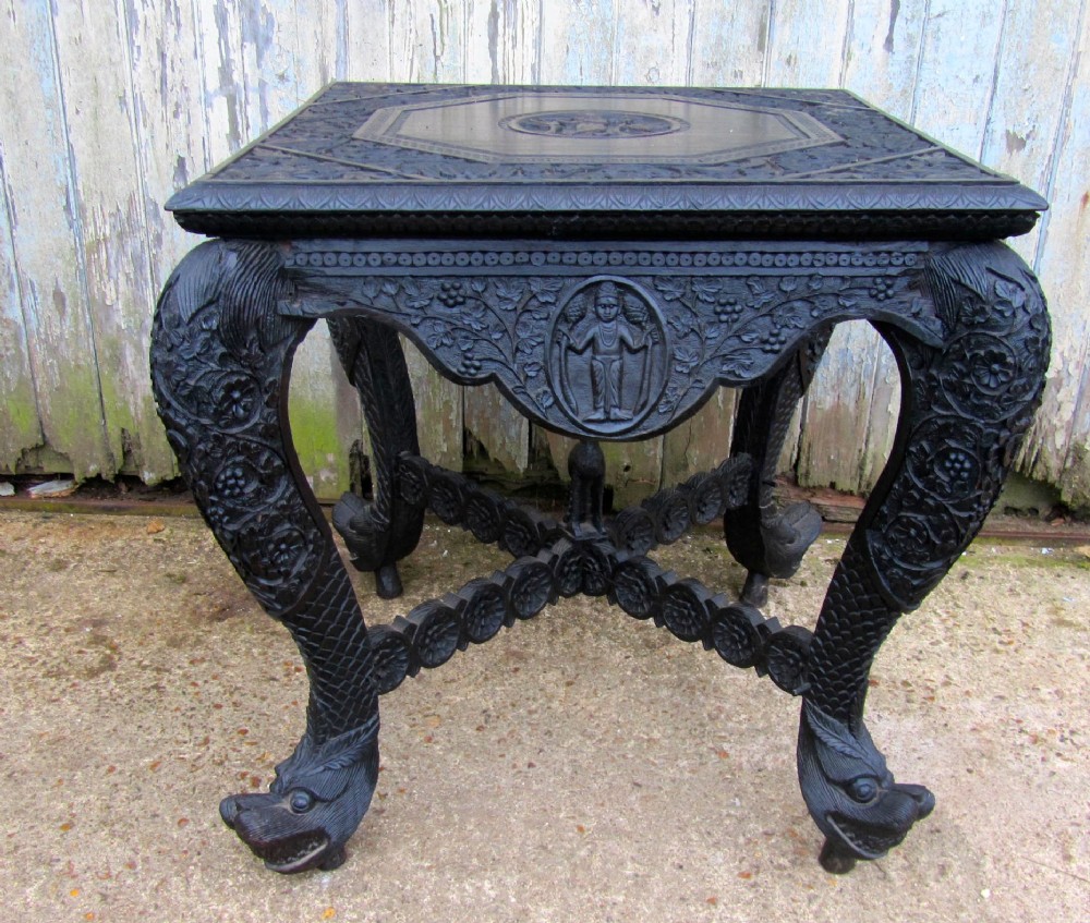 Superb Carved Anglo Indian Table, Occasional  Table