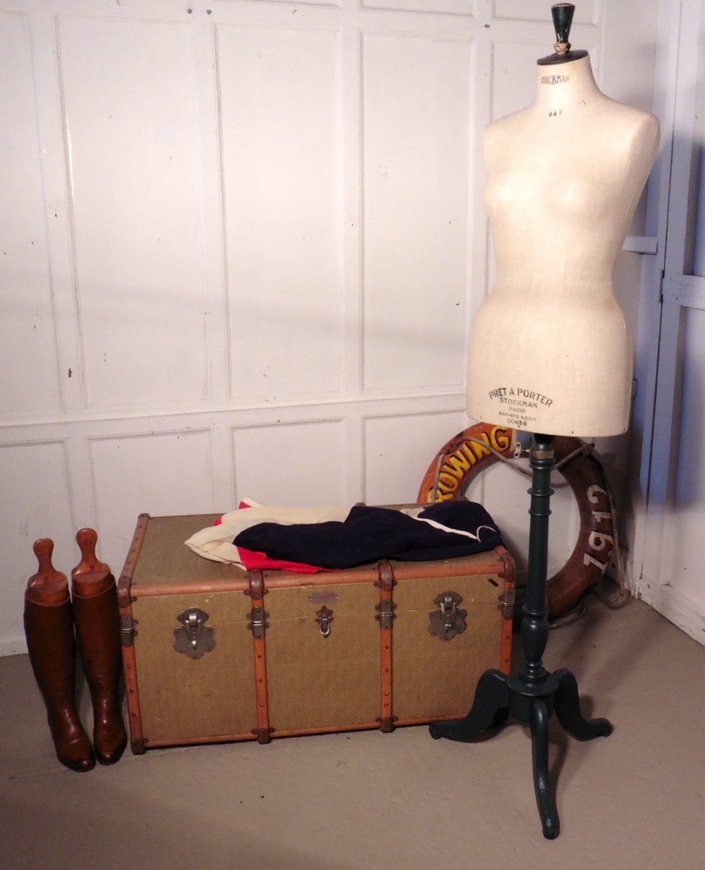 A Vintage French Canvas Travel Trunk, by Nayap Steamer