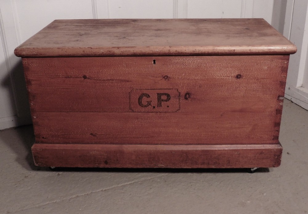 Large Victorian Pine Coffer, Blanket Box or Coffee Table