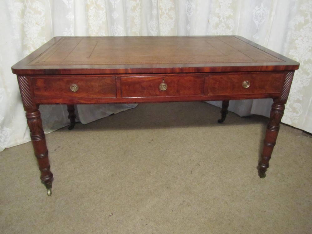 William IV Mahogany Leather Top Partners Library Table