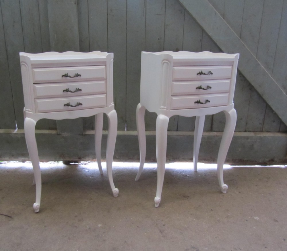A Pair of Painted French Bedside Cabinets or Bedside Cupboards