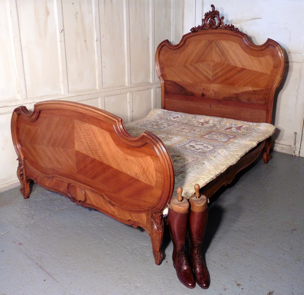 Louis XV Style French Golden Walnut King Size Bed