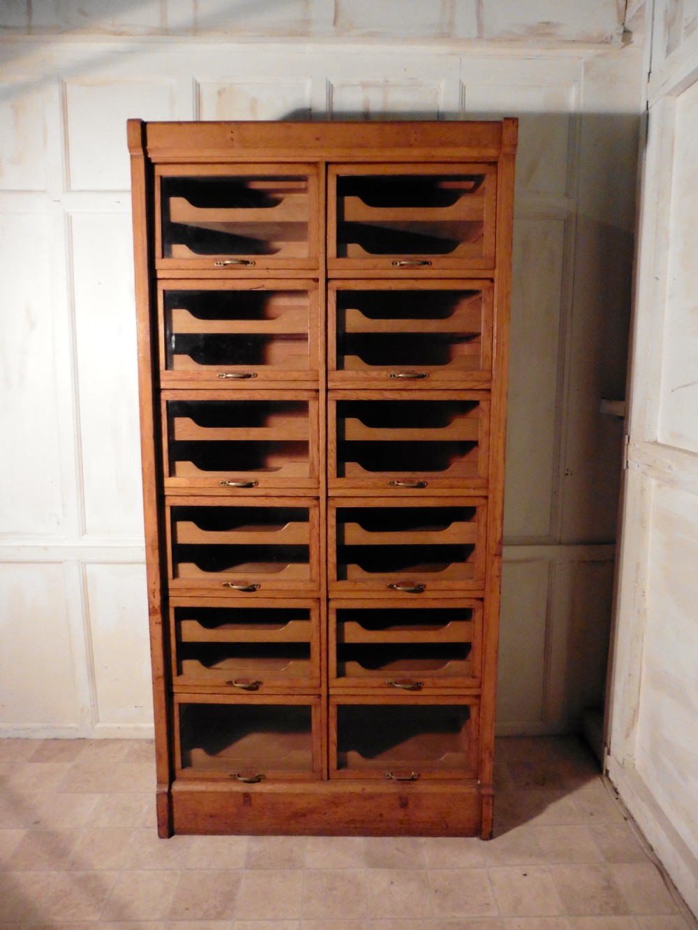 Vintage Art Deco Tall Haberdashery Cabinet Shop Display