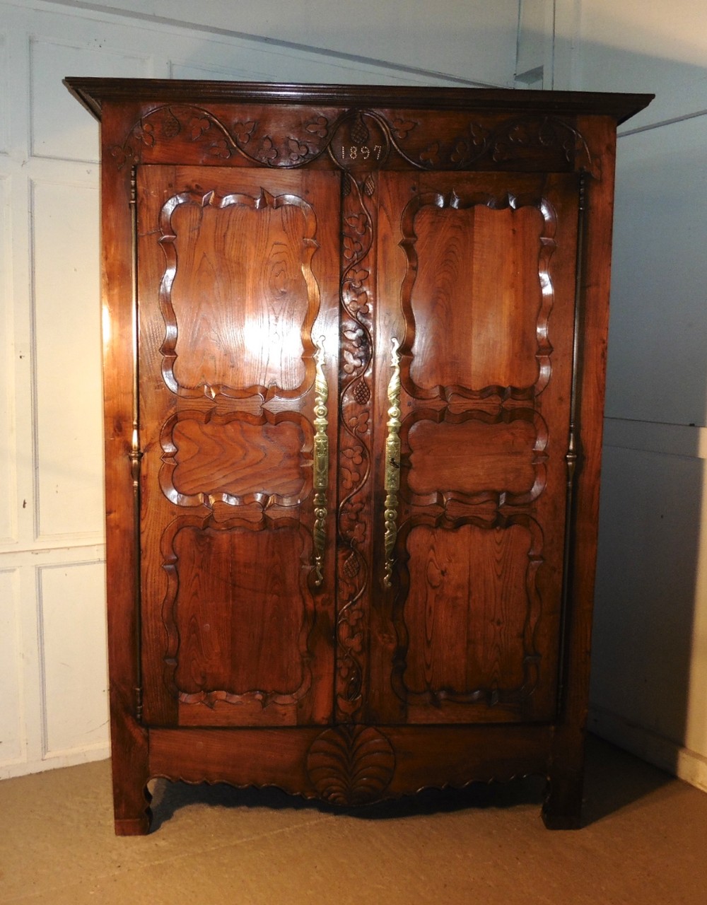 Superb Breton Elm Armoire, or Housekeeper’s  Cupboard or Wardrobe
