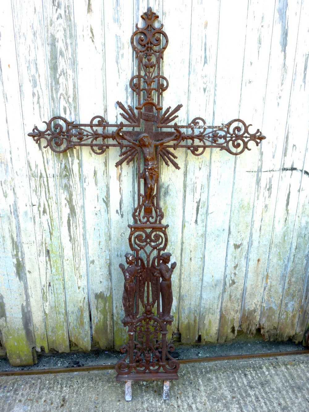 A Large Architectural French Cast Iron Cross, Crucifix  
