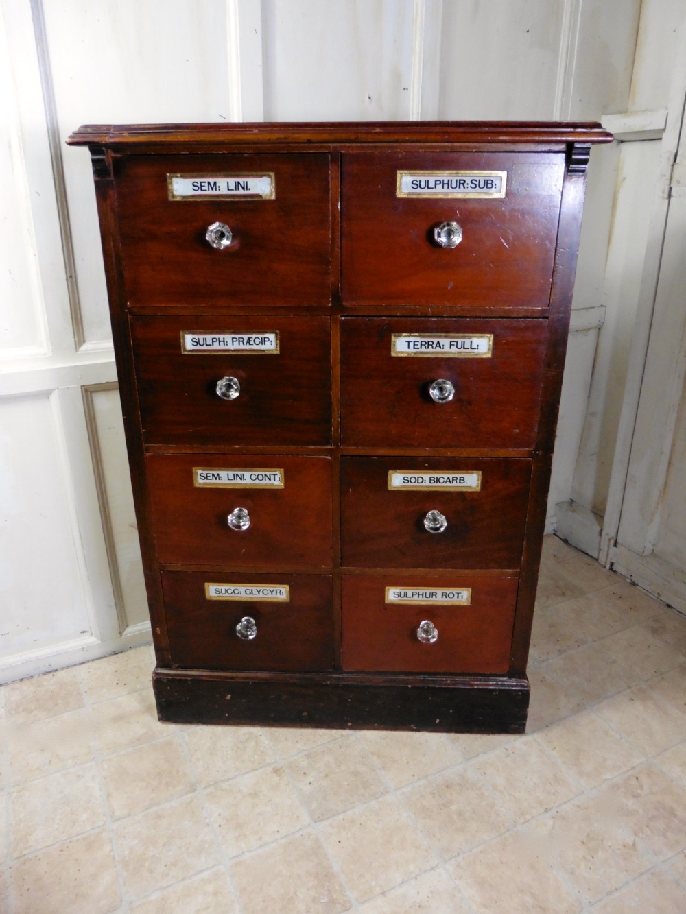 19th Century Chemist Drawers, 8 Drawer Mahogany Pharmacists Cabinet