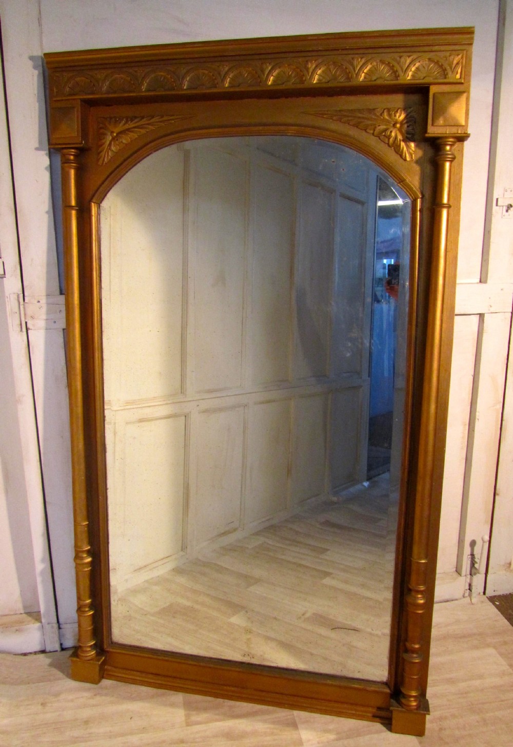 A Very Large French Carved Gold Pier Mirror 
