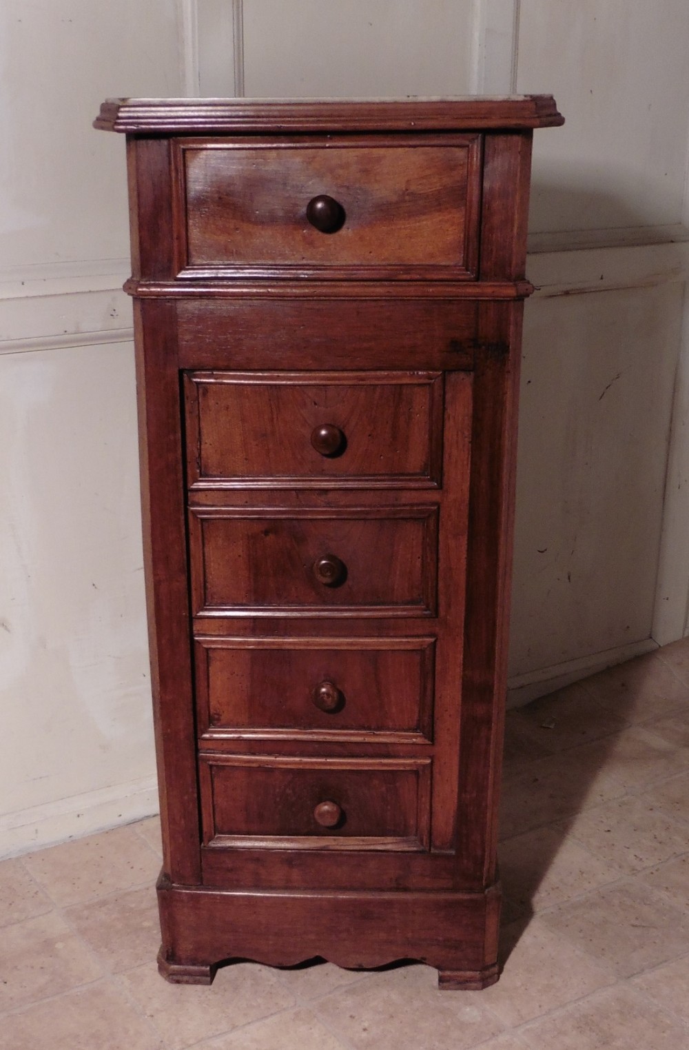 French Figured Walnut Bedside Cupboard or Night Table