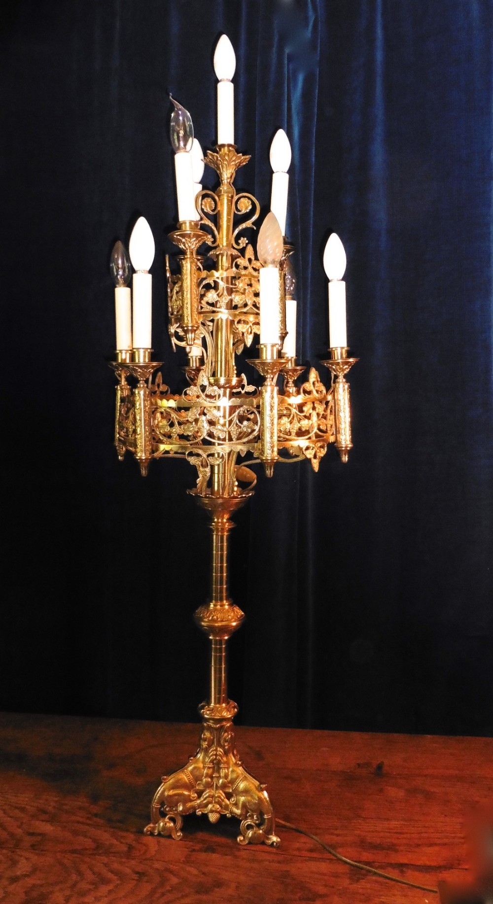 Very Large French Brass Church Candelabra