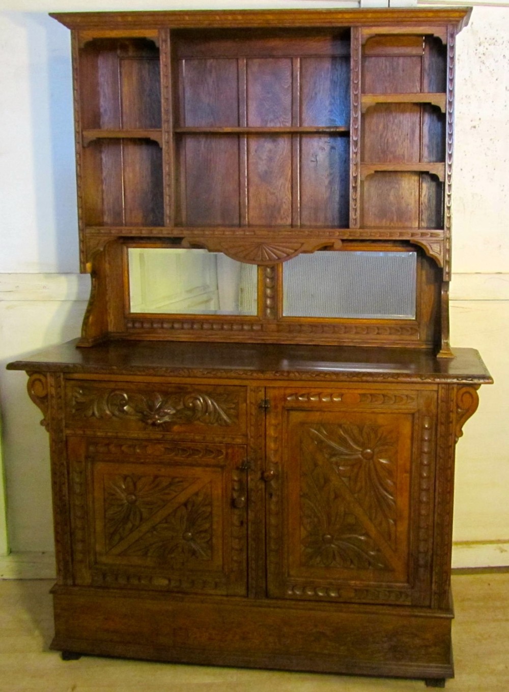 Carved Gothic Oak Arts and Crafts Oak Welsh Dresser