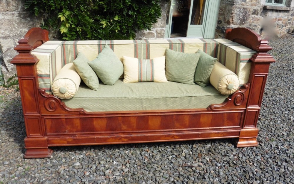 French Walnut Sleigh Bed or Empire Style Day Bed