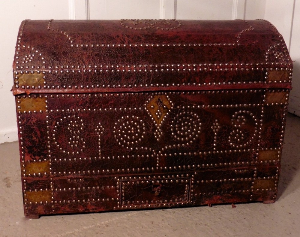 Spanish Dome Top Leather Studded Marriage or Travel Trunk