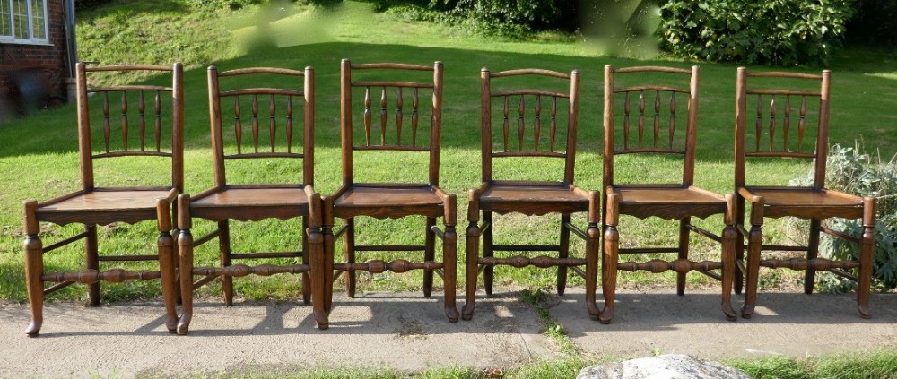 Set of 6, 18th Century Clissett Style Elm and Ash Country Chairs