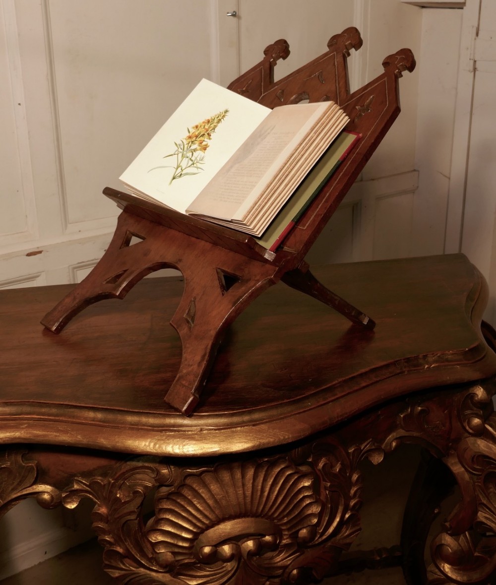 Large French Arts and Crafts Book Rest, Ecclesiastical Reading Stand, Lutrin