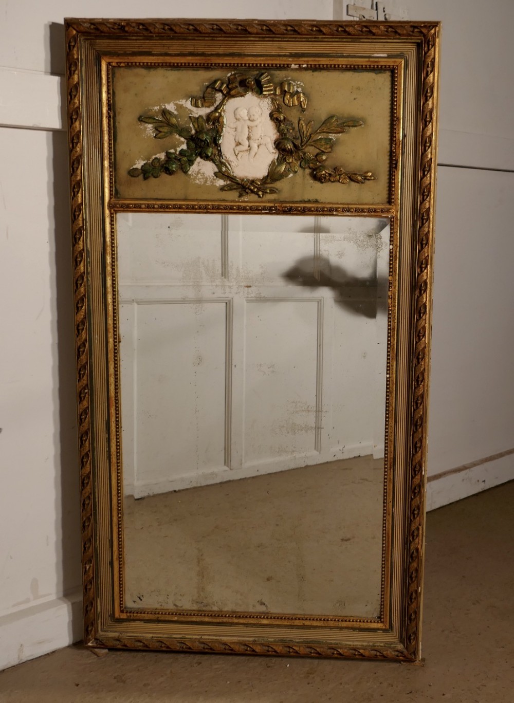 French Shabby Trumeau Style Console Mirror by Franse Spiegel