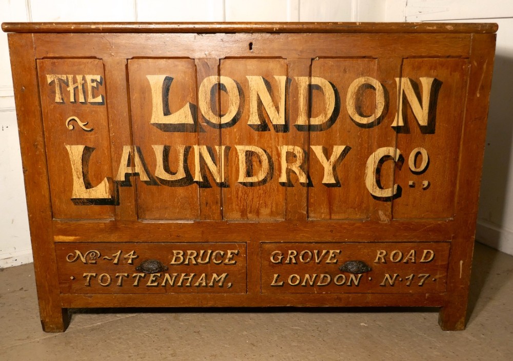 Very Large Victorian Mule Chest Laundry Advertising Piece Shop Display