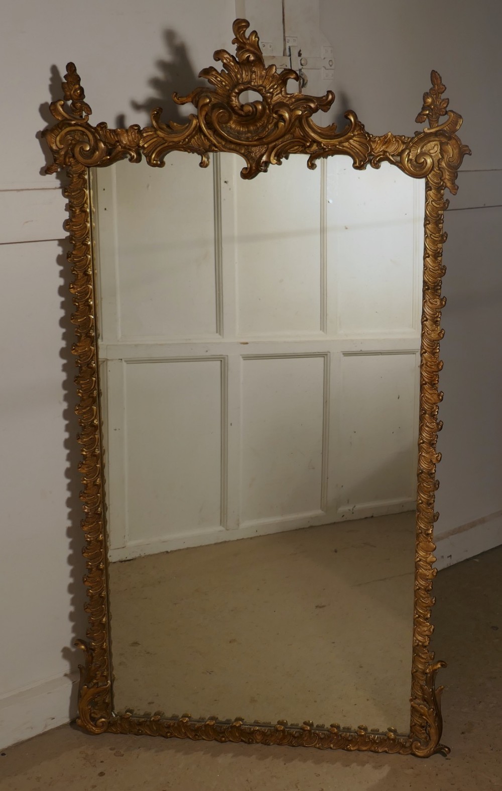 A Large French Shabby Gilt Console Mirror